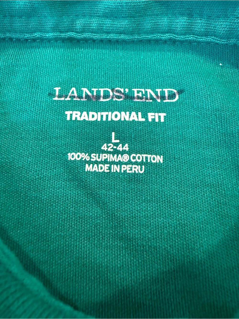 Lands’ End Men’s Traditional Fit Green Supima Cotton Pocket Polo Shirt Size L 42 - Picture 11 of 11